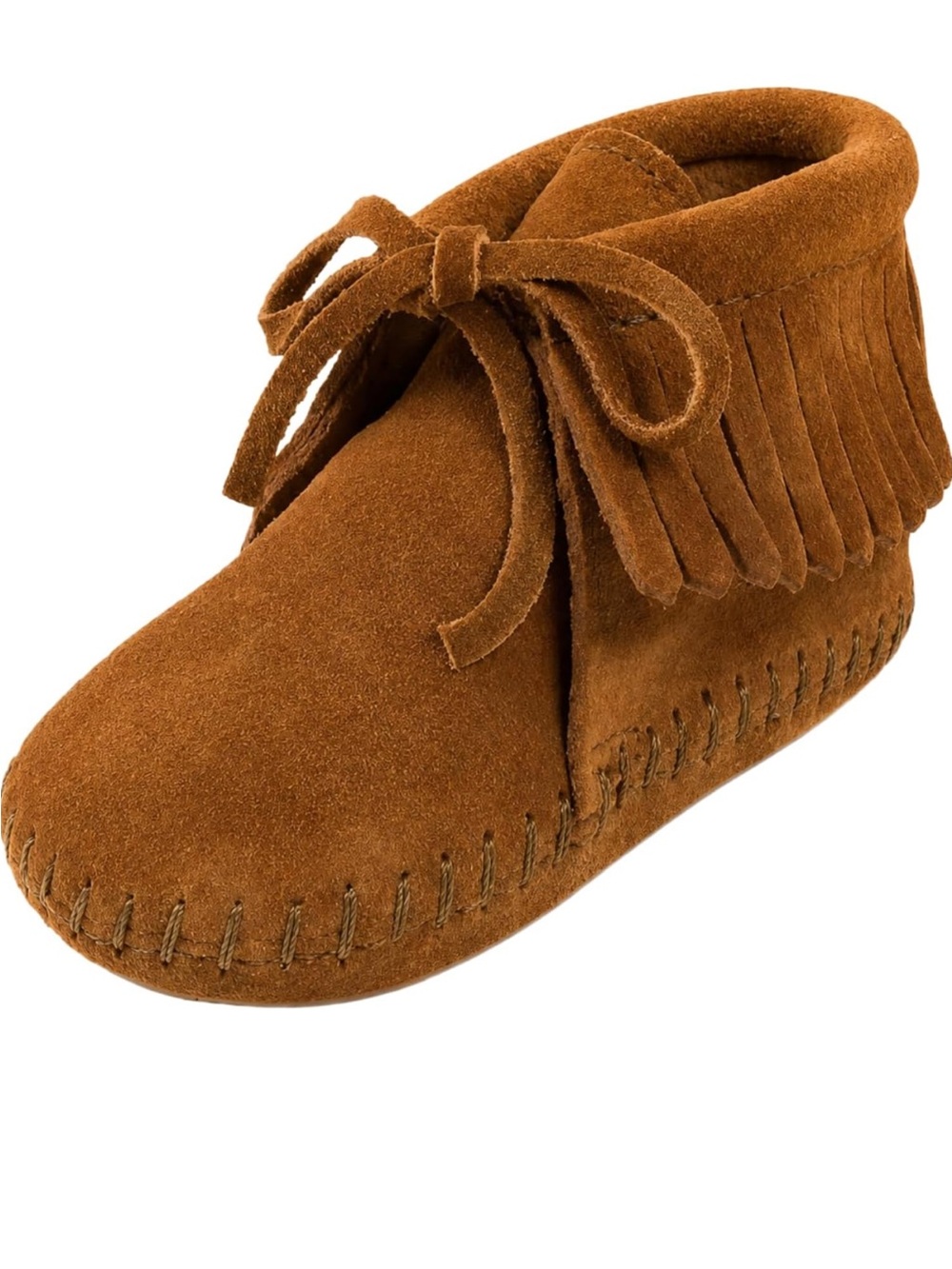 Minnetonka Suede Fringe Bootie Moccasin Shoes